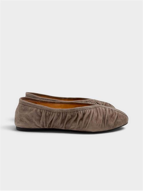 Ballerine taupe in camoscio arricciato IL LACCIO | HE1945CAMOSCIOKS TAUPE